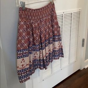 Maroon and blue patterned skirt